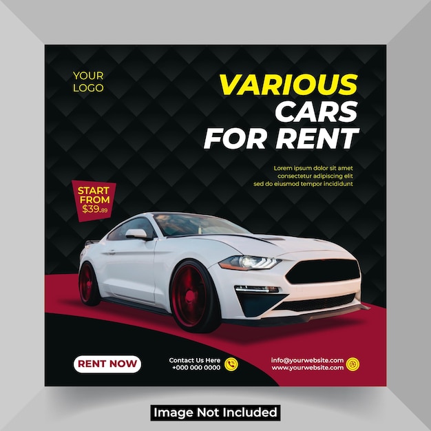 Car rental promotion social media instagram post banner template