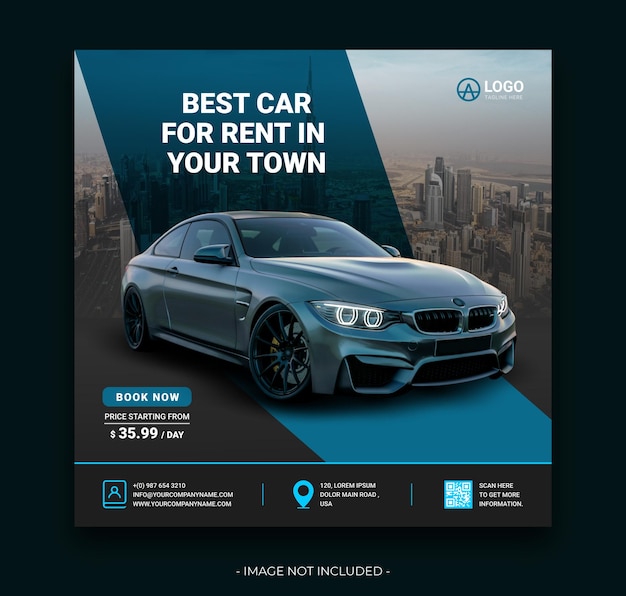 Vector car rental promotion social media instagram post banner