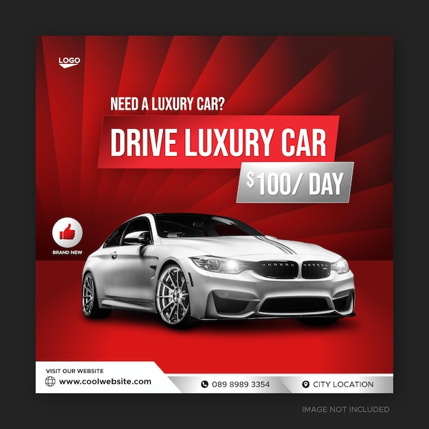 Car rental promotion social media instagram post template