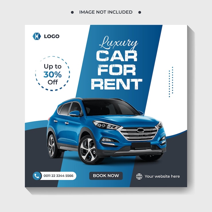 Vector car rental promotion social media post banner template