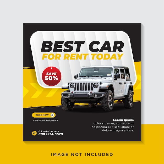 Vector car rental promotion social media post template