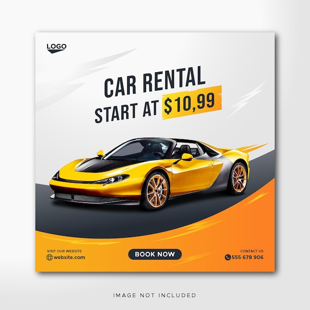 Vector car rental promotion social media post template