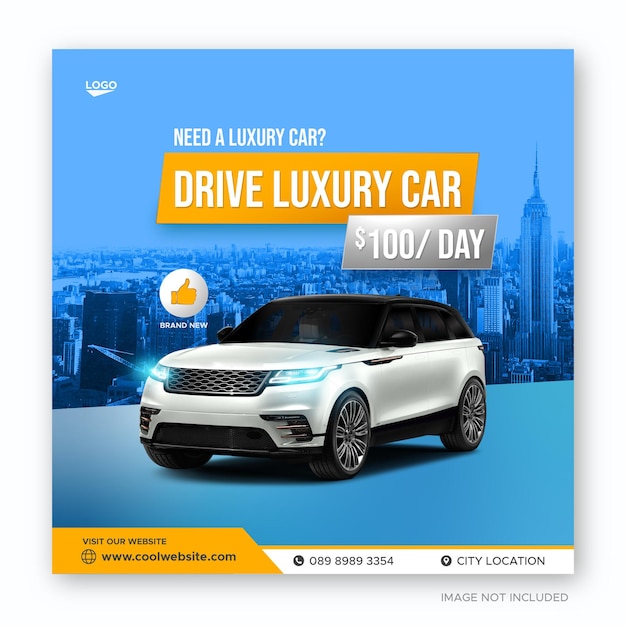 Car rental promotion social media post template