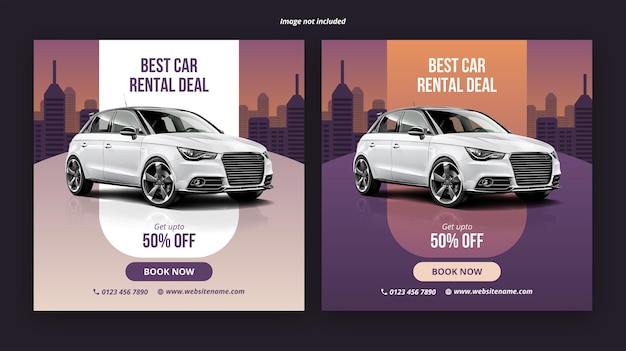 Car rental promotional social media post banner template