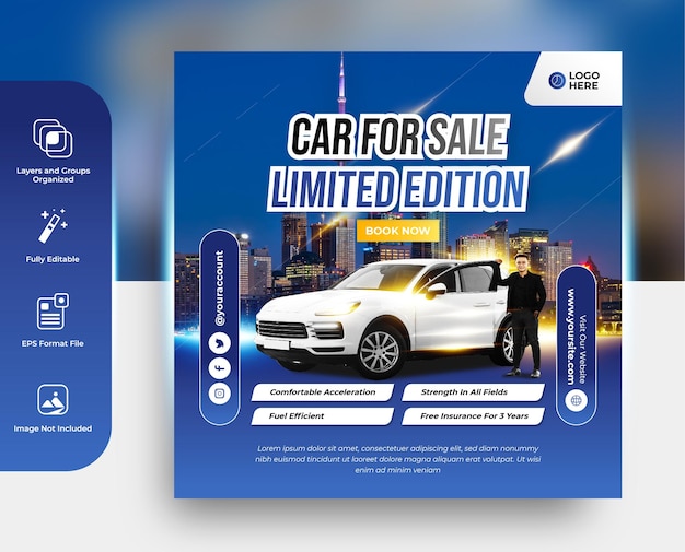 Car rental or sale flyer poster social media intagram post banner template