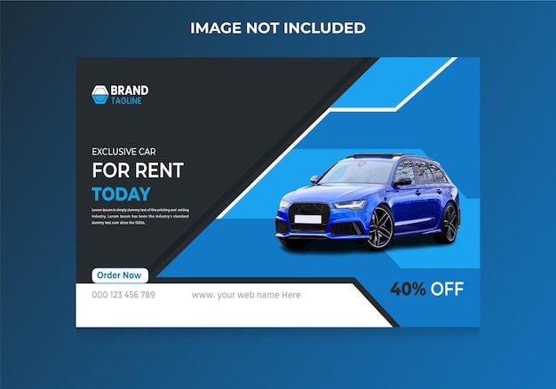 Car rental sell promotion social media post Design in blue background template