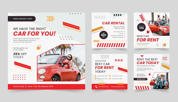 Car rental service instagram posts template