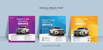 Vector car rental service instagram social media post banner template