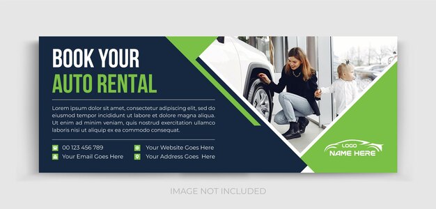 Vector car rental social media cover banner design facebook cover timeline banner