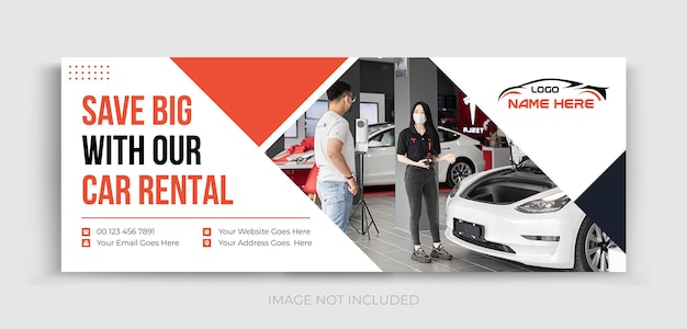 Vector car rental social media cover banner design facebook cover timeline banner