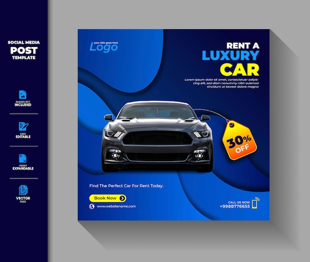 Noleggio auto social media post square banner