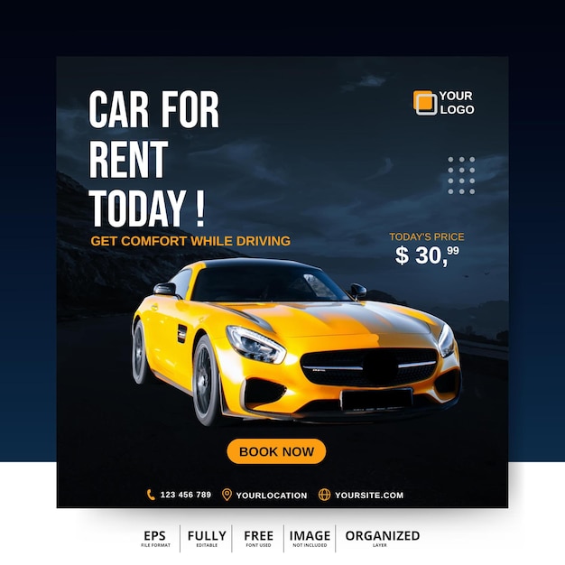 Car rental social media post template