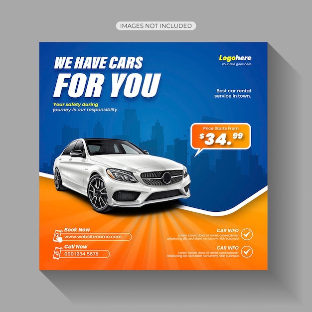 Vector car rental social media post