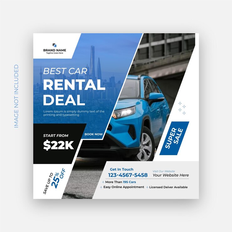 Car rental social media postInstagram banner template