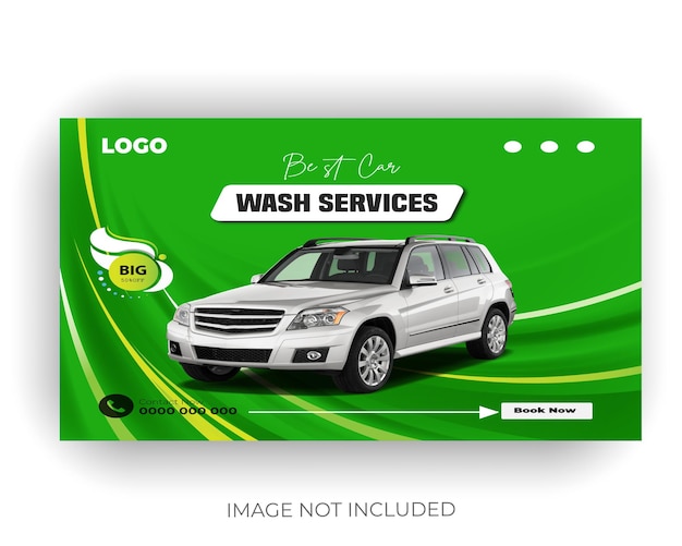 Vector car rental youtube thumbnail social media and web banner template