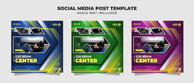 Car repair center social media instagram post flyer and banner template