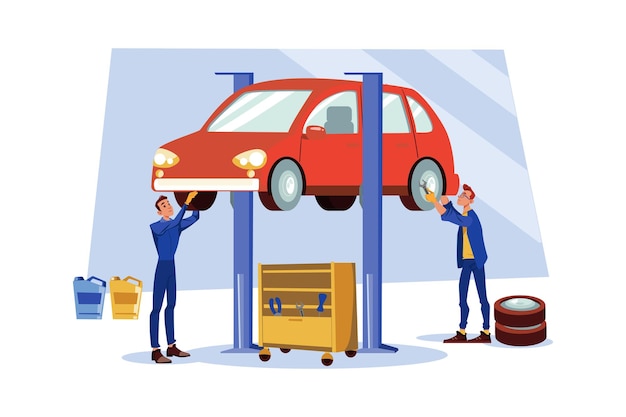 Vector car repair illustration concept