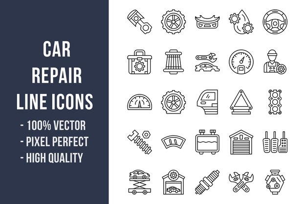 Car Repair Line Icons