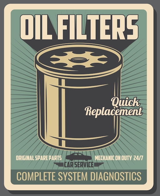 Vector car repair service oil filter spare part