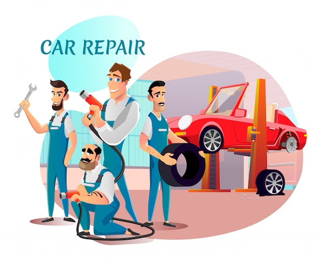 Car Repair Service Professional Team Presentation