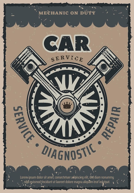 Vector car repair service vector retro poster