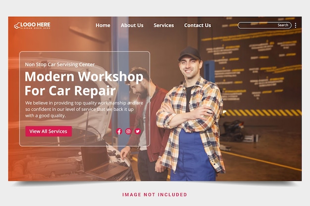 Vector car repair web page design template