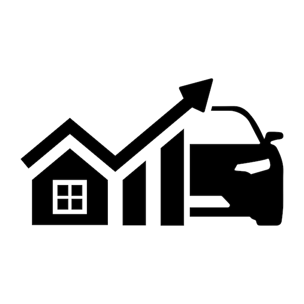 Икона стоимости эксплуатации автомобиля Стоимость жизни Рост цен Икона вектора, выделенная на белом фоне