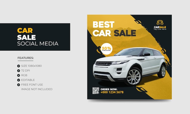 Car sale promotion social media facebook instagram post banner design template