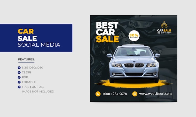 Promozione vendita auto social media facebook instagram post banner design template
