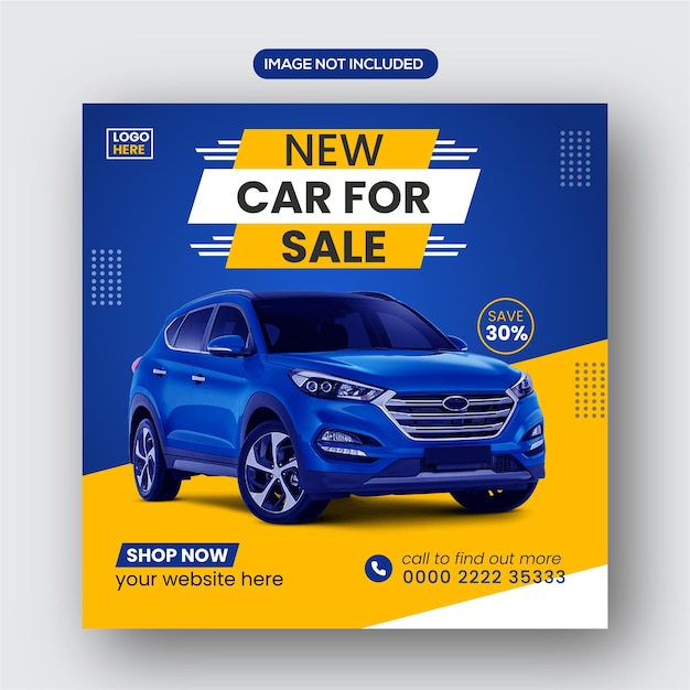 自動車販売促進ソーシャルメディアinstagramとfacebookの投稿バナー新しいデザイン2022