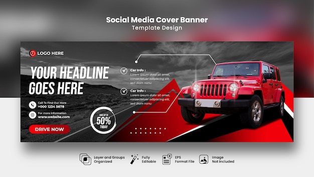 Vector car sale and rent facebook poster social media cover banner template design