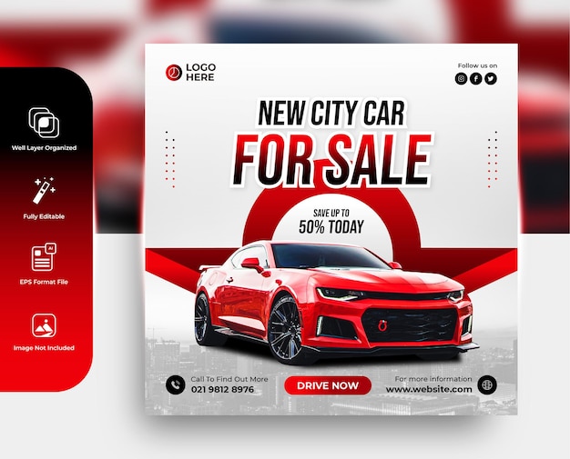 Car sale and rent instagram poster promotion social media template design