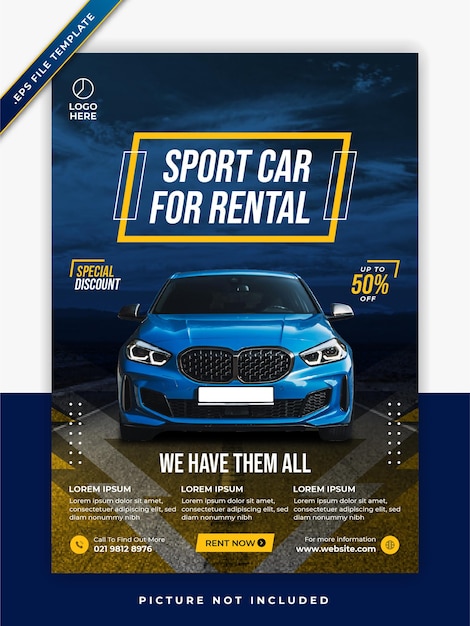 Car sale rental flyer banner poster social media and post promotion template design