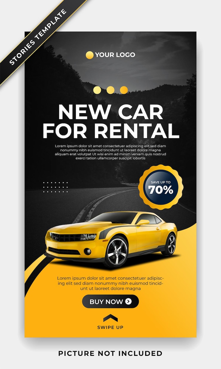 Vector car sale rental stories instagram banner web poster social media and post promotion template design