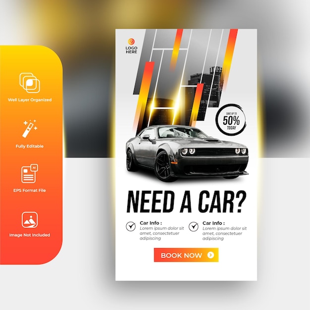 Car sale stories poster social media promotion template