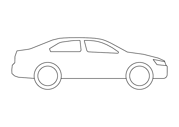 Car sedan transport model coloring line icon transport automobile for travel vector sign outline