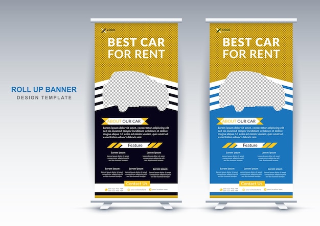 Car sell agency roll up banner design template