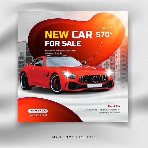 자동차 판매 또는 임대 프로모션, Square 소셜 미디어 인스타그램 게시물. 현대적인 디자인 템플릿