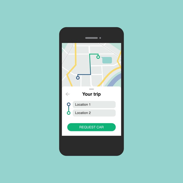Vector car service application on smartphone