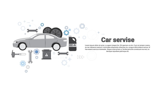 Car Service Auto Mechanics Business Web Banner Vector Illustration