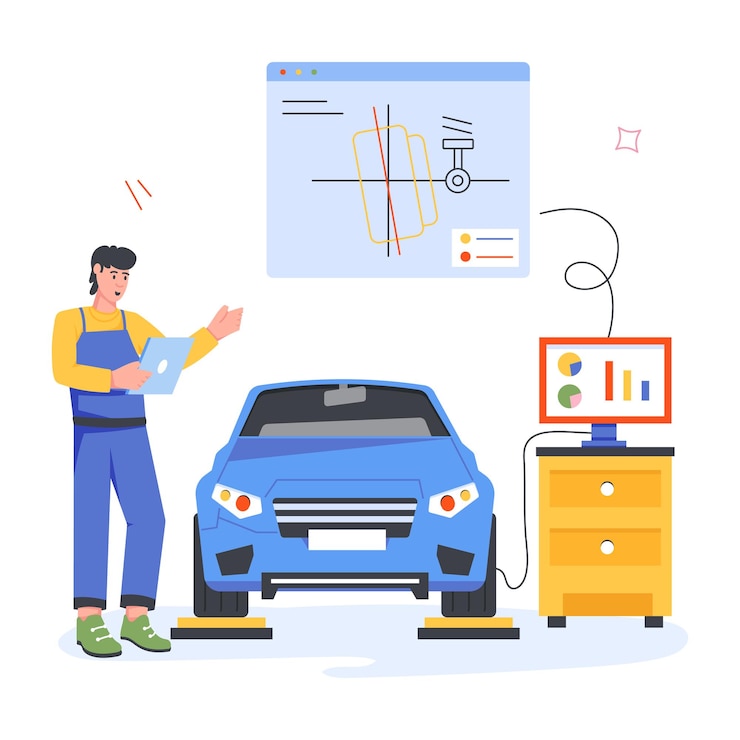 Vector car service flat illustrations
