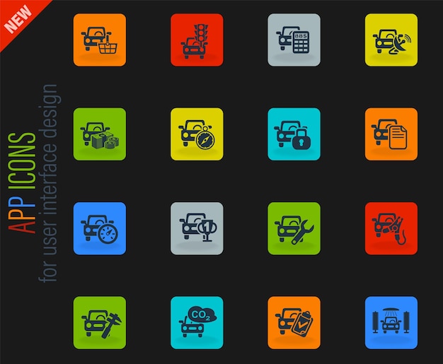 Vector car service icon set