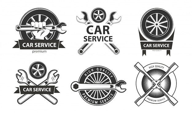 Car service logos set