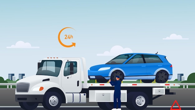 Car service and repair flat illustration vector