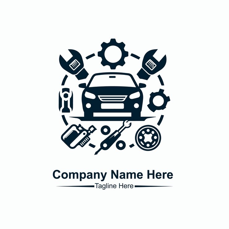 Vector car servicing and repair logo here