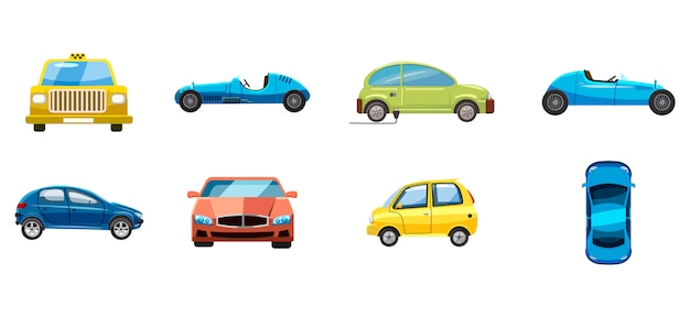 Vector car set. cartoon set of car