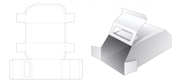 Car shaped packaging box with window die cut template