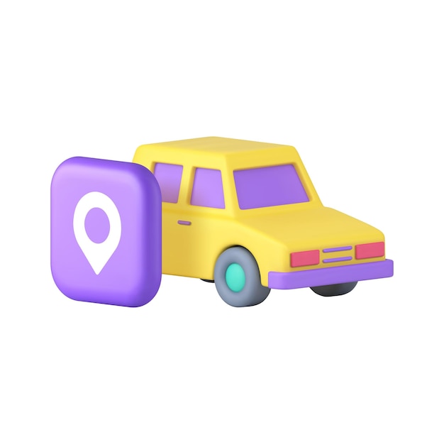 Car sharing location map address GPS cartography navigation 3d icon realistic vector illustration