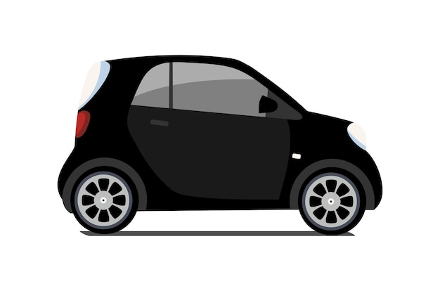 Car sharing logo vector city micro black car eco vehicle cartoon icon isolated on white background cartoon vector illustration with urban ecological transport cute vector smart car illustration