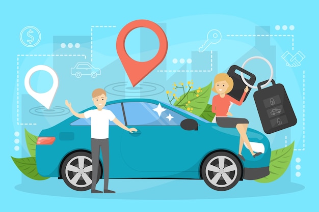 Concetto di servizio di car sharing. idea di veicolo